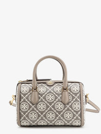 Tory Burch Women's Barrel Bag Monogram Coated Canvas Handbag Grey