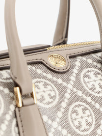 Tory Burch Women's Barrel Bag Monogram Coated Canvas Handbag Grey