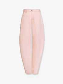 ALAÏA Women's Barrel Fit Denim Trousers Pink