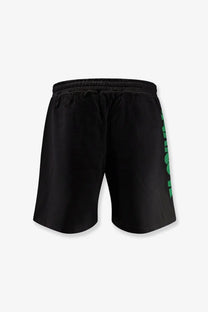 Barrow men’s black cotton bermuda shorts with green vertical logo on the side