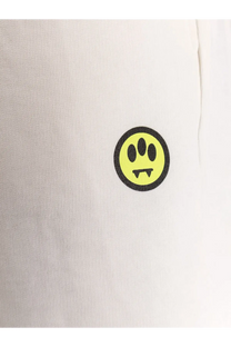 Barrow men’s cotton bermuda shorts cocco with a bright yellow smiley face patch with black eyes and fangs sewn on white fabric
