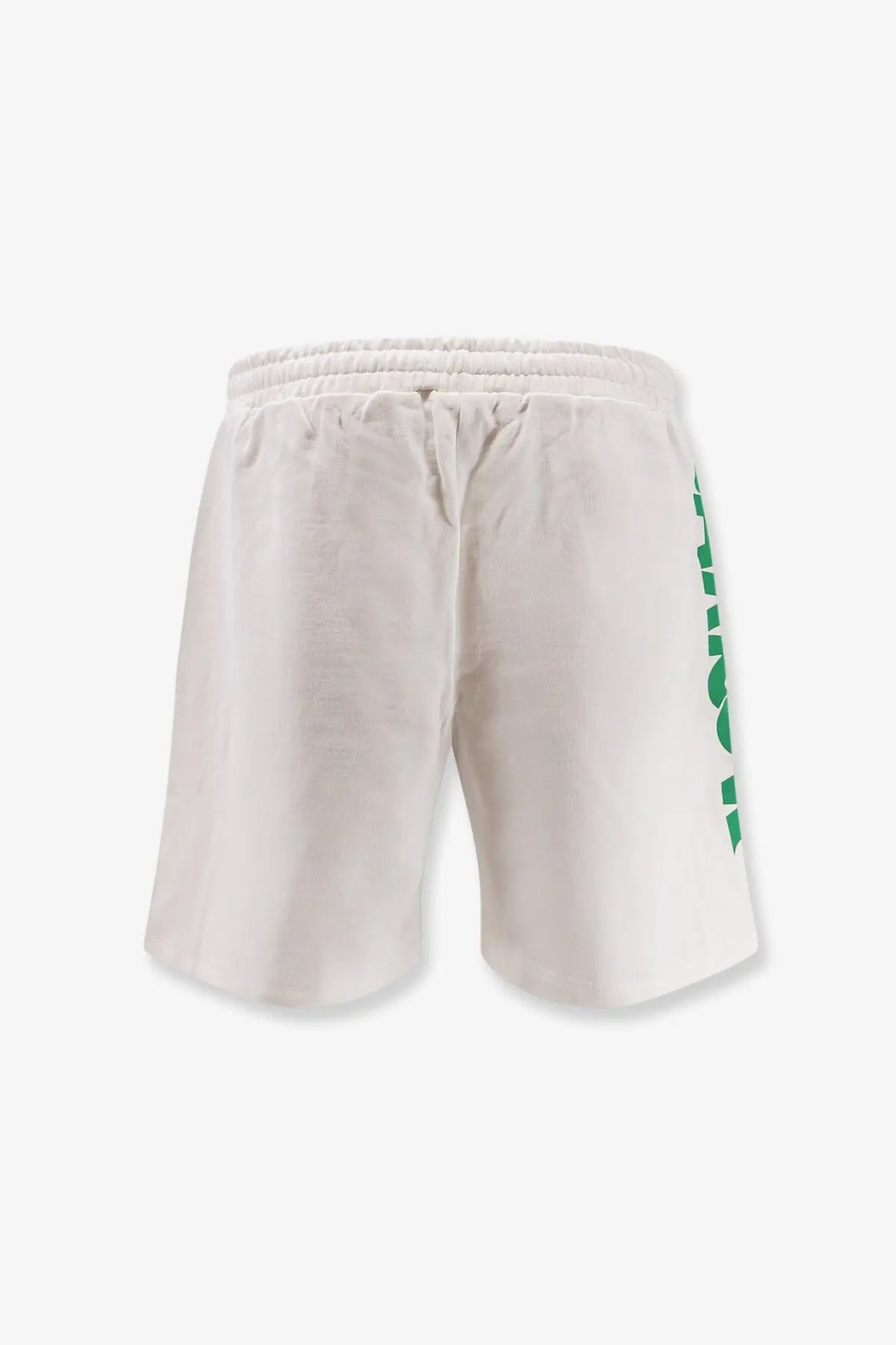 White cotton bermuda shorts by barrow for men featuring a green vertical logo on the side
