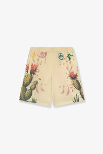 Barrow men’s cotton bermuda shorts in cream featuring vibrant cactus and skull print with pink floral accents