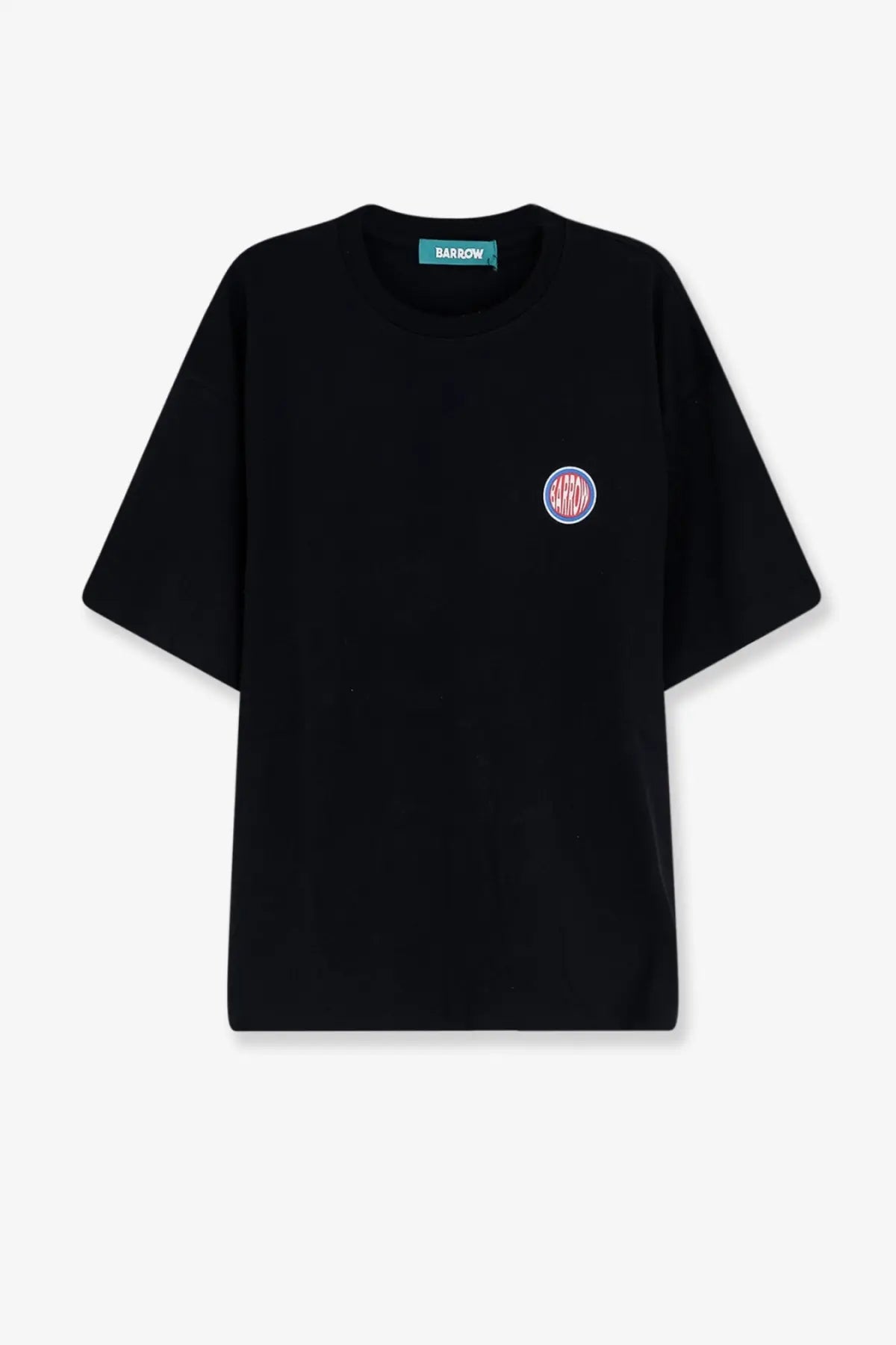 Barrow men’s black cotton t-shirt with short sleeves and small circular embroidered logo on left chest