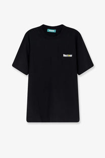 Barrow men’s black cotton short-sleeved t-shirt with small white borrow logo and teal neckline tag