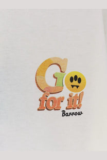 Barrow men’s cotton shirt cocco in white with cheerful yellow smiley face and colorful go for it logo print