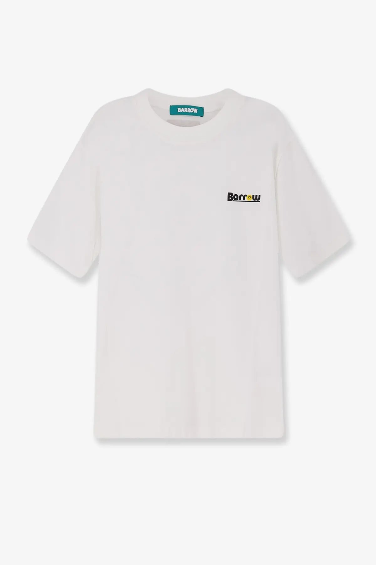Barrow men’s cotton white short-sleeved shirt with small black green and yellow borrow logo on left chest