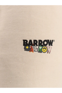 Beige cotton t-shirt with bold black barrow logo and colorful cartoon-style lettering below for men
