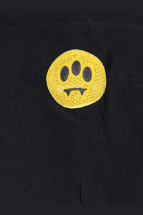 Barrow men’s black cotton sweatshirt with a bright yellow textured patch featuring a stylized smiley face