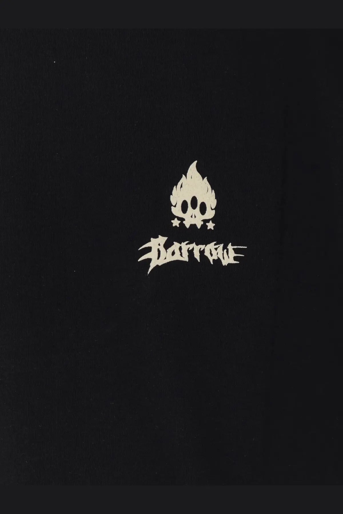 Barrow men’s black cotton tank top with cream flame skull logo and stylized borrow lettering on front