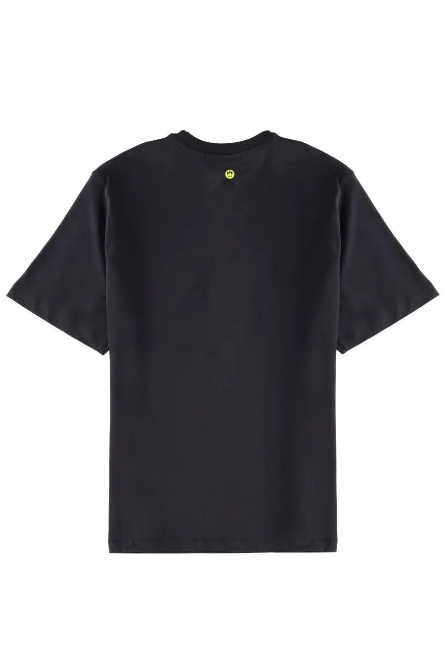 Barrow unisex iconic shirt grey featuring black short-sleeved cotton fabric with a small yellow smiley face logo at neckline