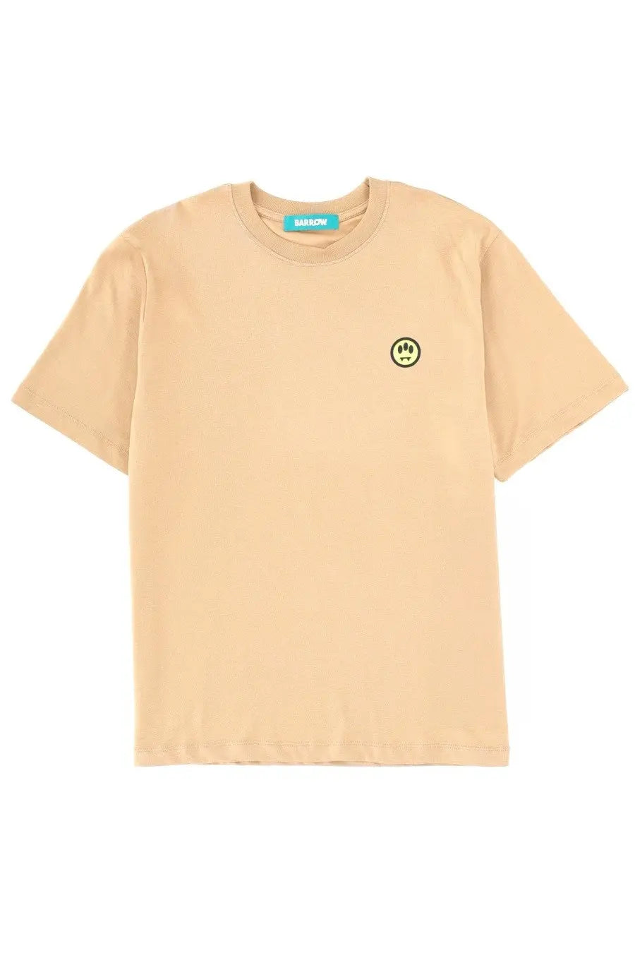 Barrow unisex iconic shirt orange beige short-sleeved cotton t-shirt with small embroidered smiley face on left chest