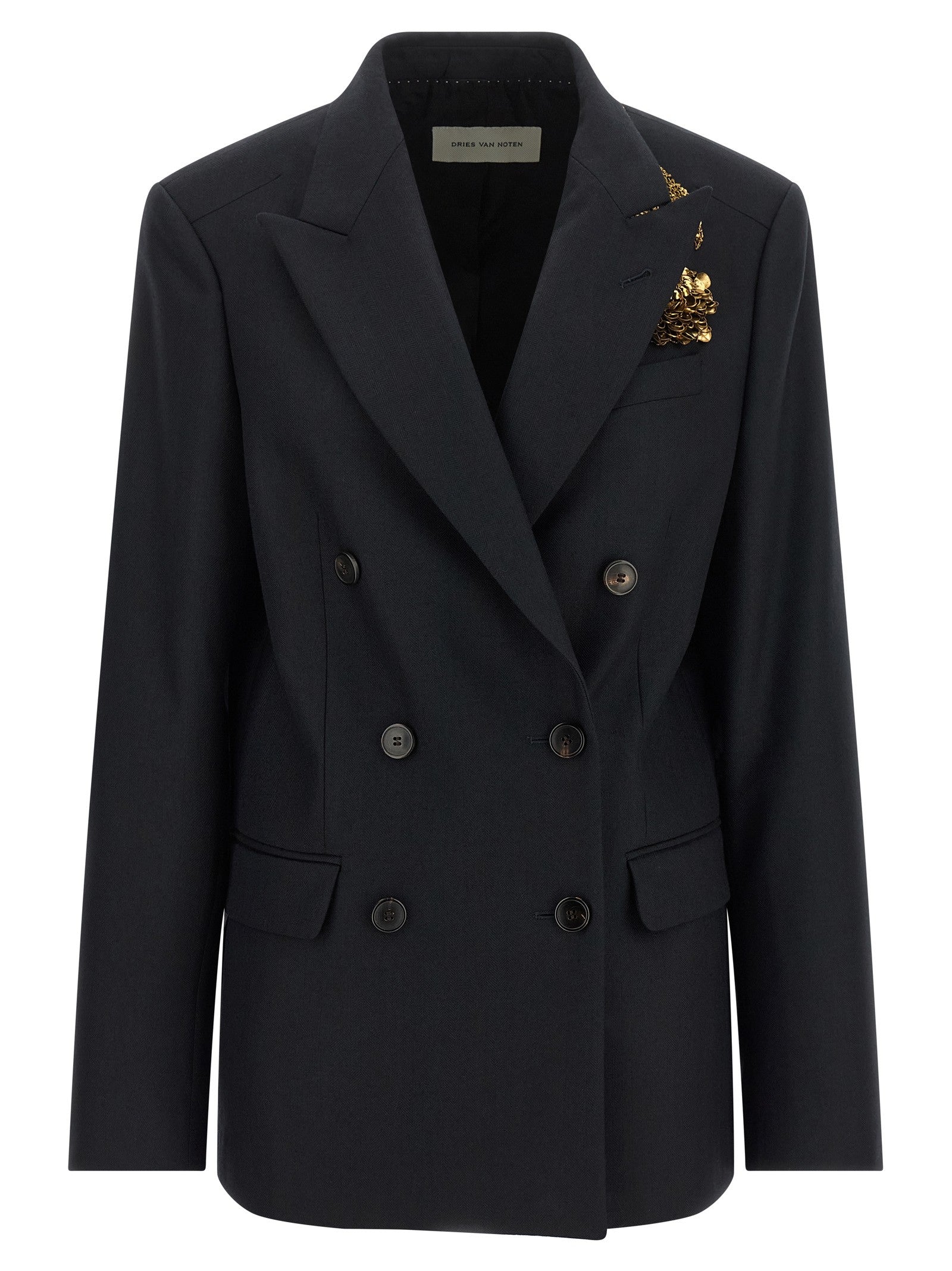 Dries Van Noten Barrysta Double Breasted Blazer Blue