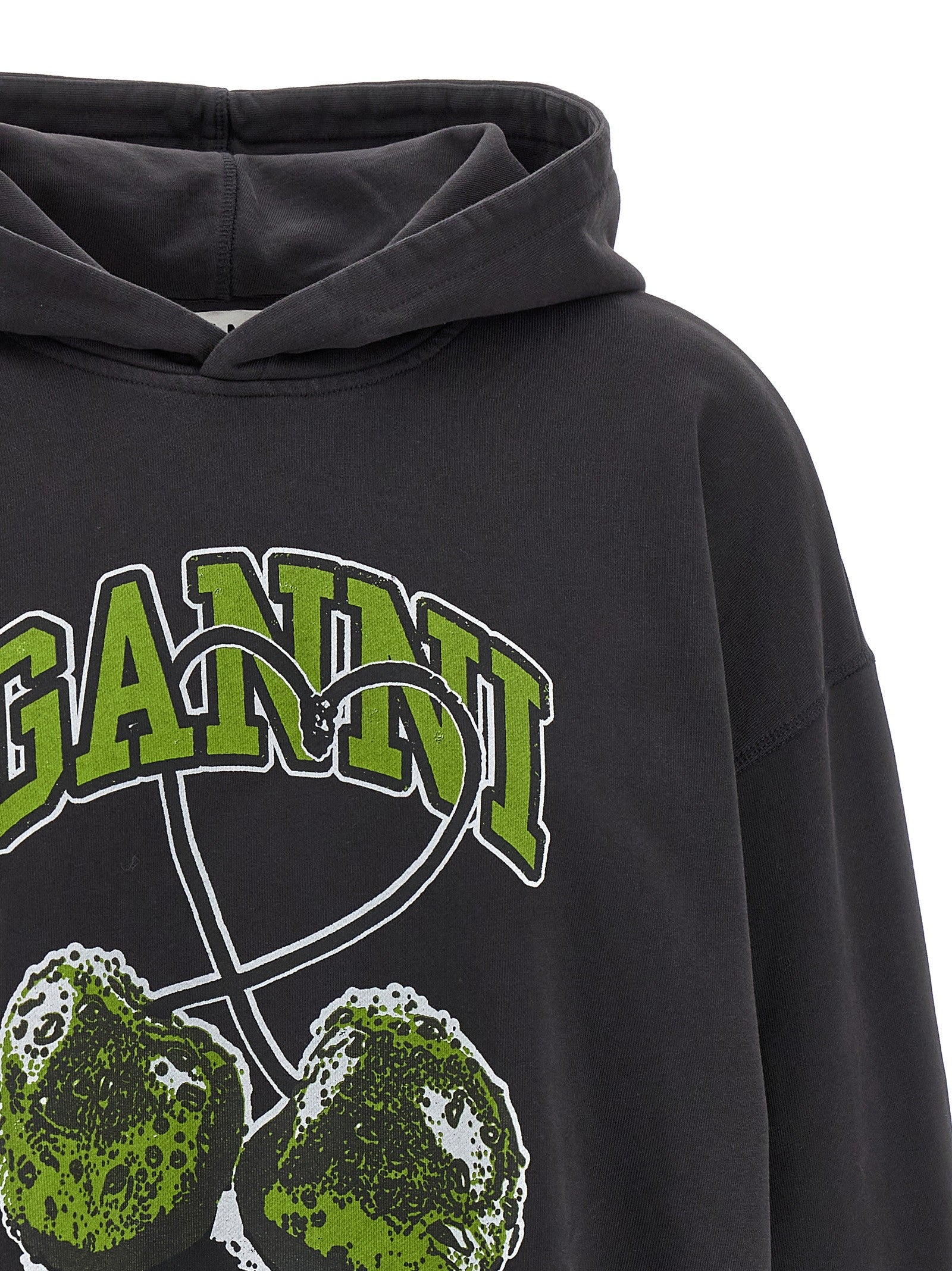 Ganni Basic Jersey Cherry Hoodie Grey