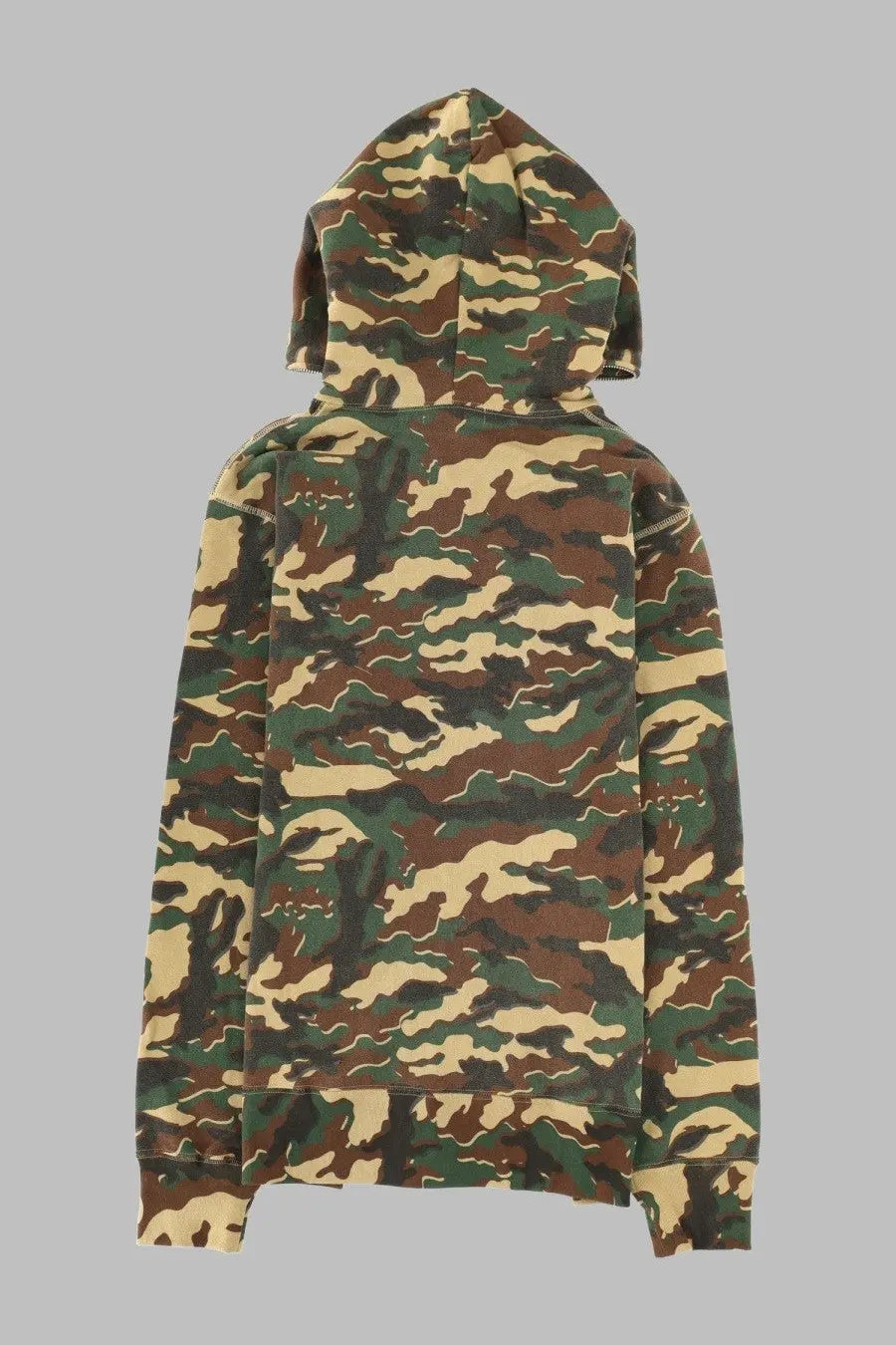A bathing ape men’s felpa glitch woodland green hooded sweatshirt with green brown and beige camouflage pattern