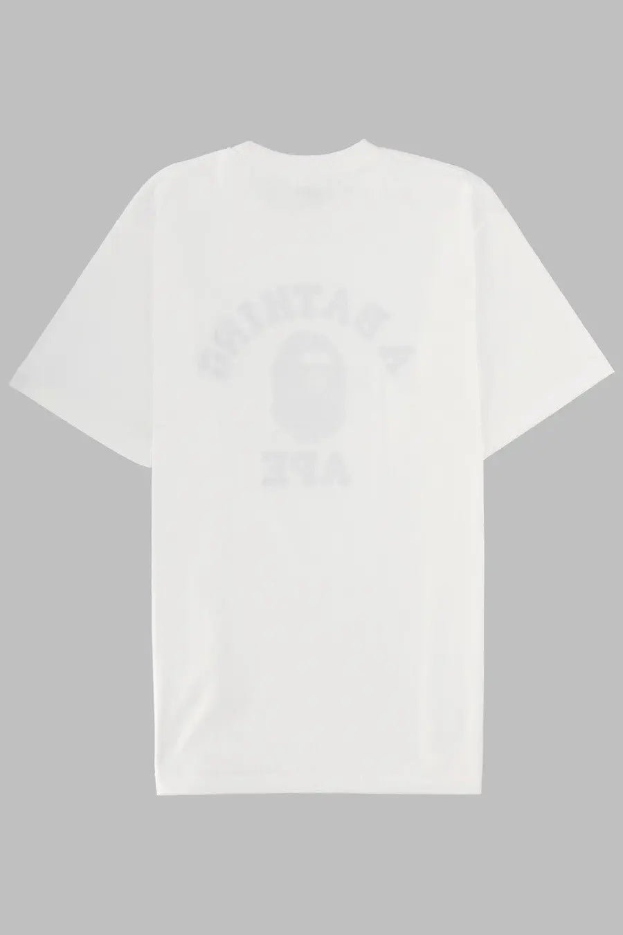 A bathing ape men’s white t-shirt with faded semi-transparent ape face logo and bape sta text on front