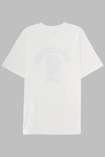 White bape t-shirt with a faded semi-transparent logo print from a bathing ape men’s shirt japanese art collection