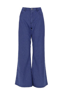 Baum und Pferdgarten women’s jeans Nilea blue blue pinstripe wide-leg high waist classic denim trousers