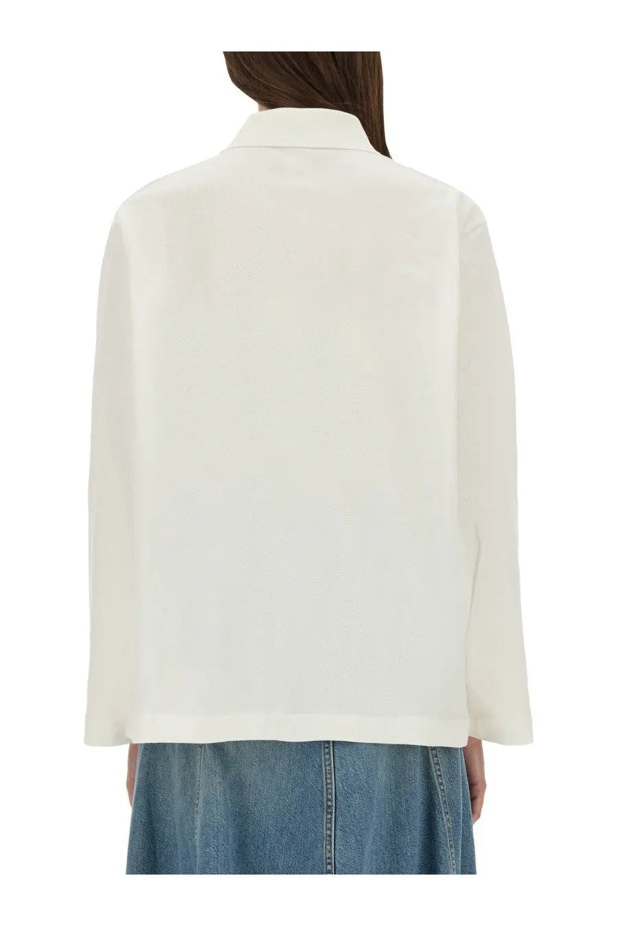 Baum und Pferdgarten women’s polo jeanne white crisp white long-sleeved blouse with classic collar and subtle fabric drape