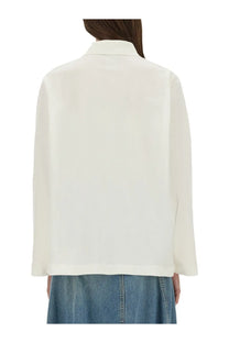 Baum und Pferdgarten women’s polo jeanne white crisp white long-sleeved blouse with classic collar and subtle fabric drape