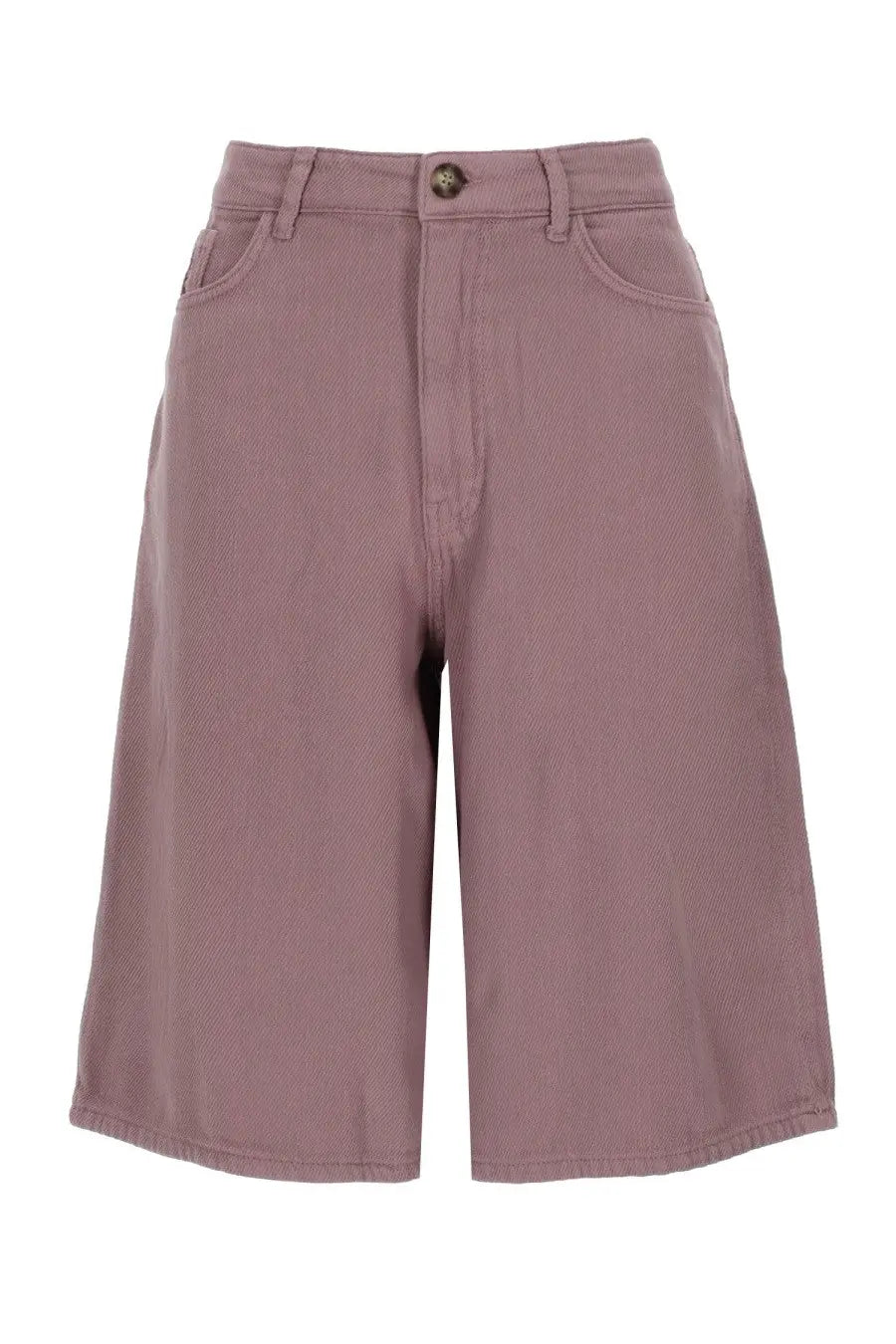 Baum und pferdgarten womens mauve high-waisted denim shorts with button closure and classic front pockets