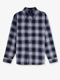 Stussy Men's Beach Ombre Plaid Madras Cotton Shirt Black