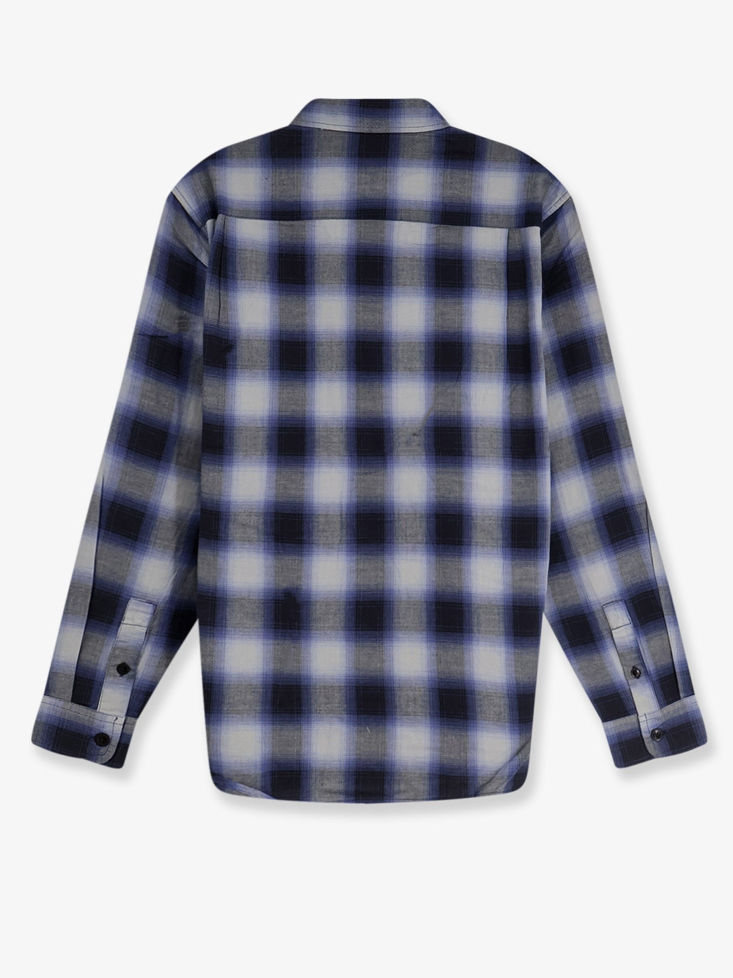 Stussy Men's Beach Ombre Plaid Madras Cotton Shirt Black