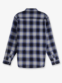Stussy Men's Beach Ombre Plaid Madras Cotton Shirt Black