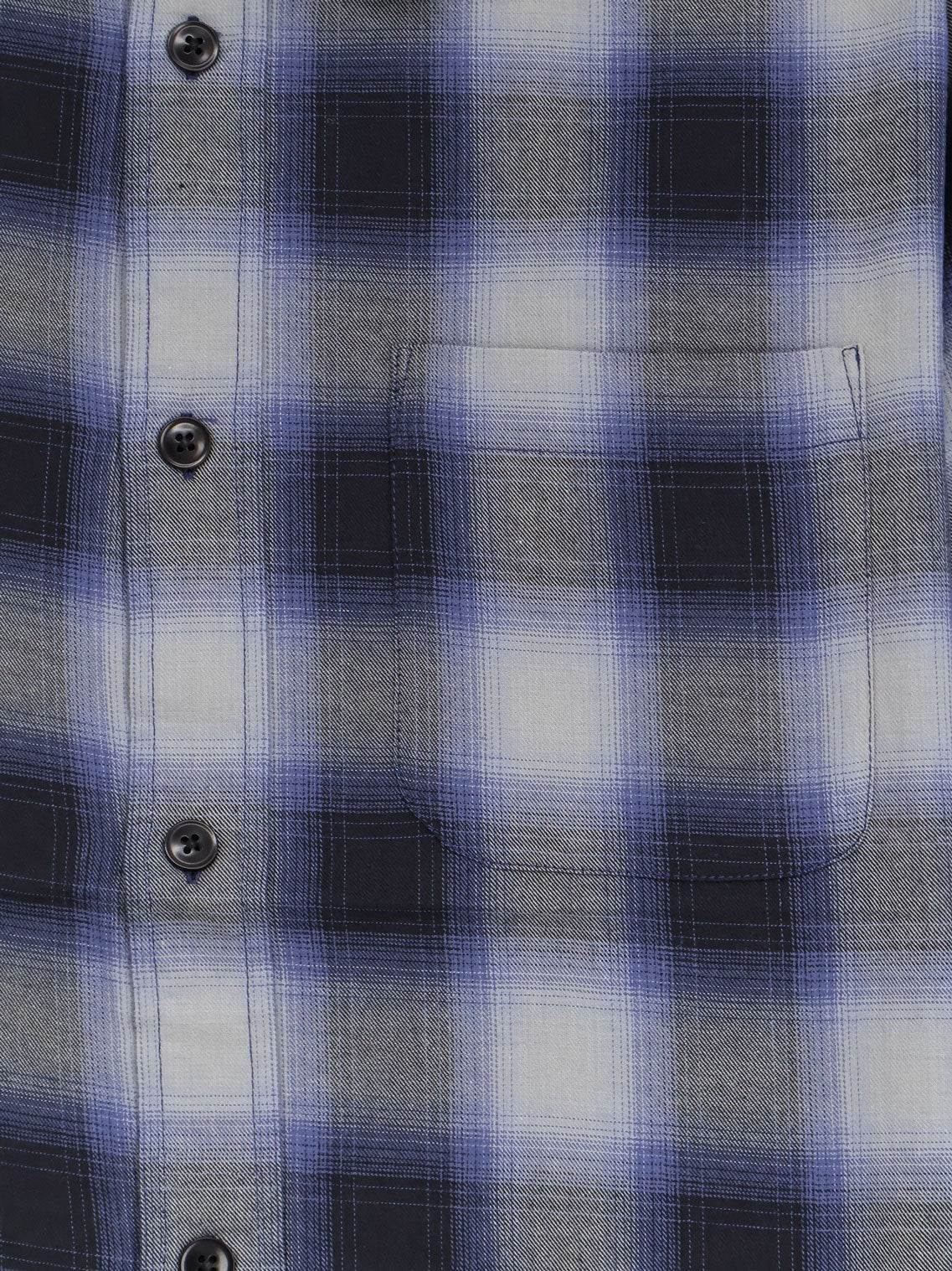Stussy Men's Beach Ombre Plaid Madras Cotton Shirt Black