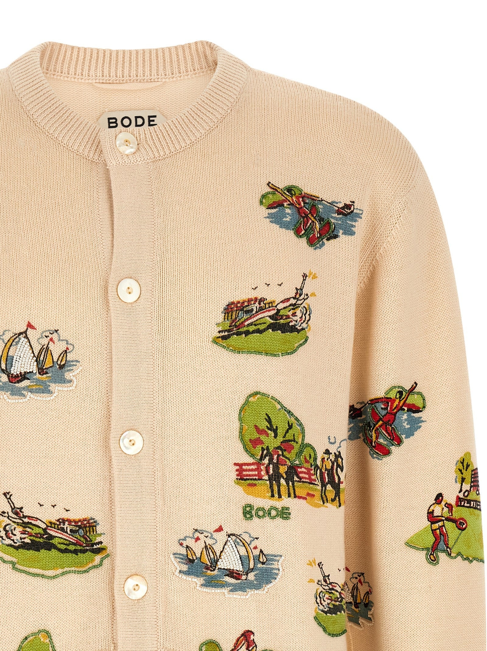 BODE Beaded Camp Cardigan Gold