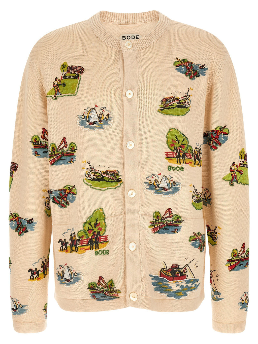 BODE Beaded Camp Cardigan Gold