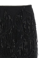 ROTATE Birger Christensen Beaded Fringed Skirt Black, view 3