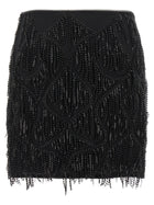 ROTATE Birger Christensen Beaded Fringed Skirt Black, view 2