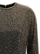 ROTATE Birger Christensen Beaded Ls Mini Dress Brown, view 3