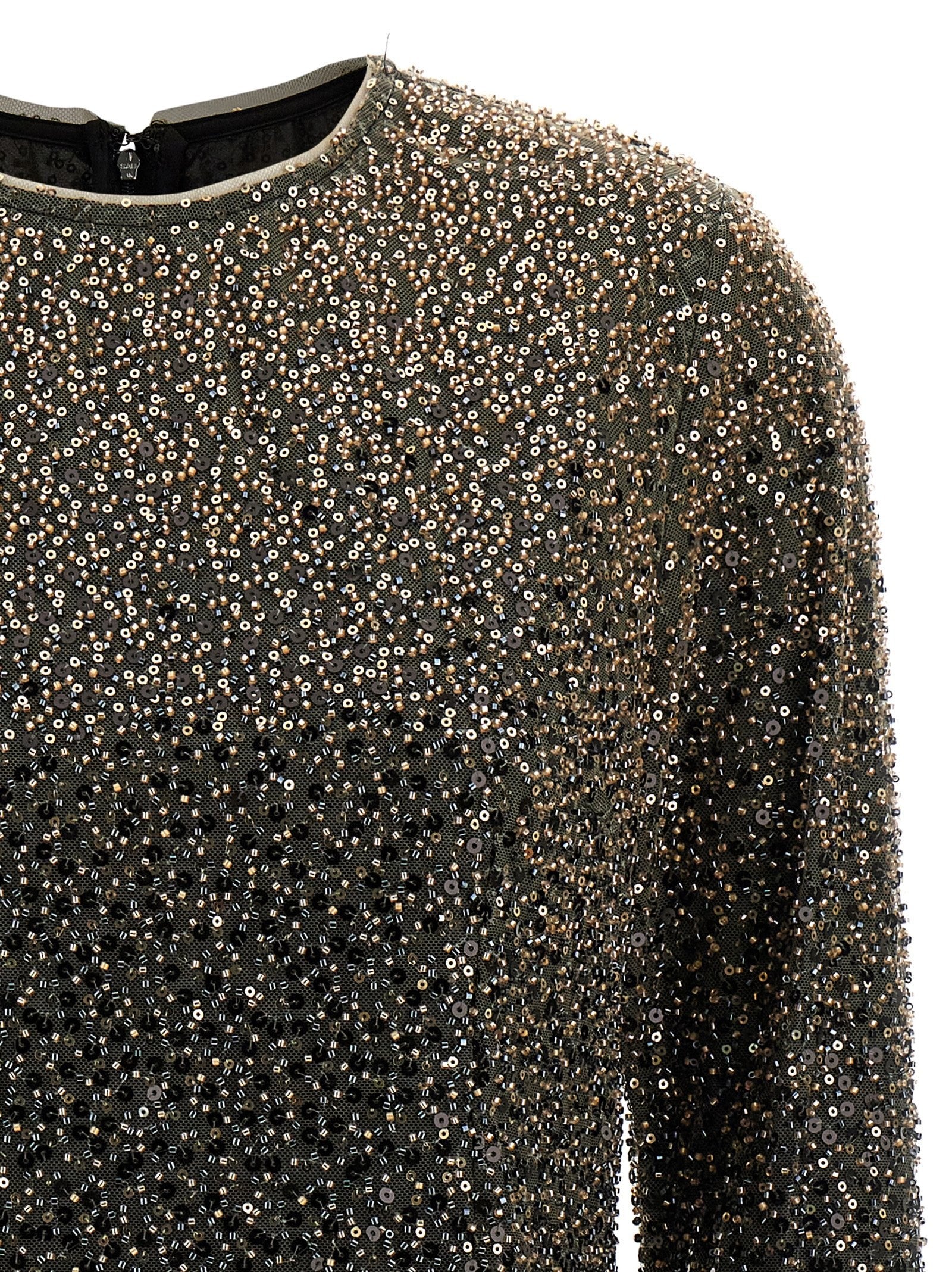 ROTATE Birger Christensen Beaded Ls Mini Dress Brown