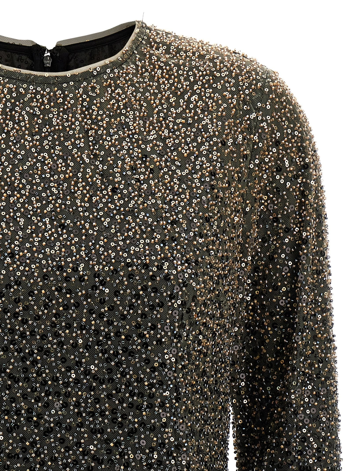 ROTATE Birger Christensen Beaded Ls Mini Dress Brown, view 3