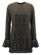 ROTATE Birger Christensen Beaded Ls Mini Dress Brown