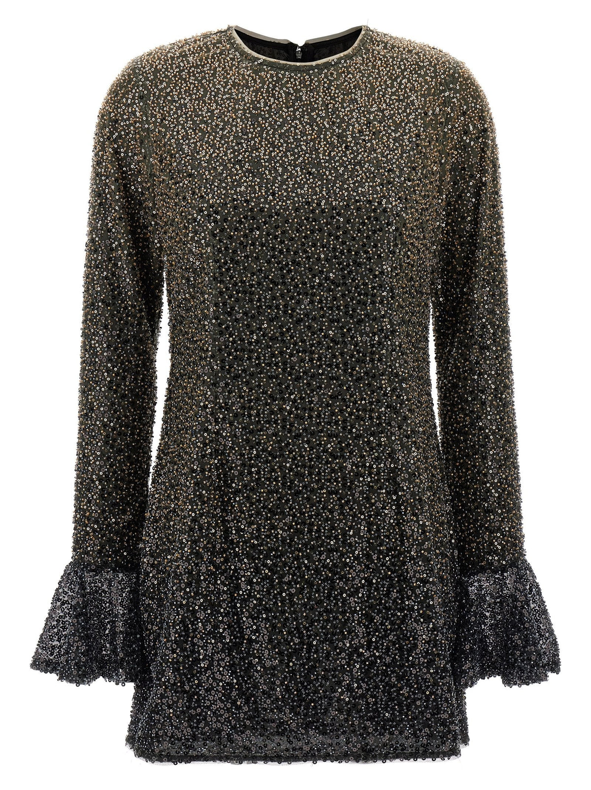 ROTATE Birger Christensen Beaded Ls Mini Dress Brown
