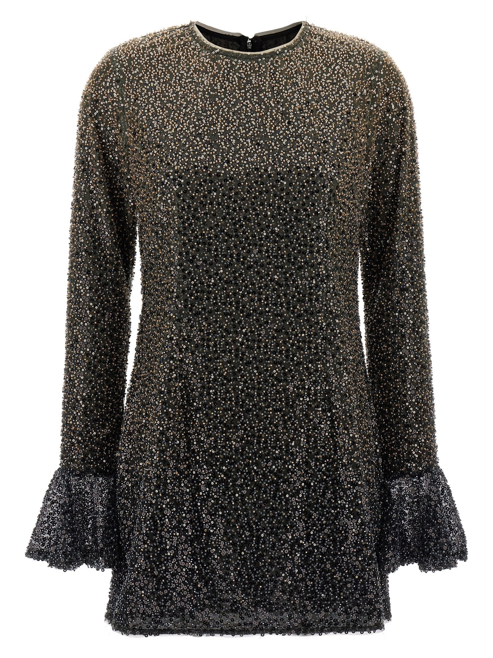 ROTATE Birger Christensen Beaded Ls Mini Dress Brown