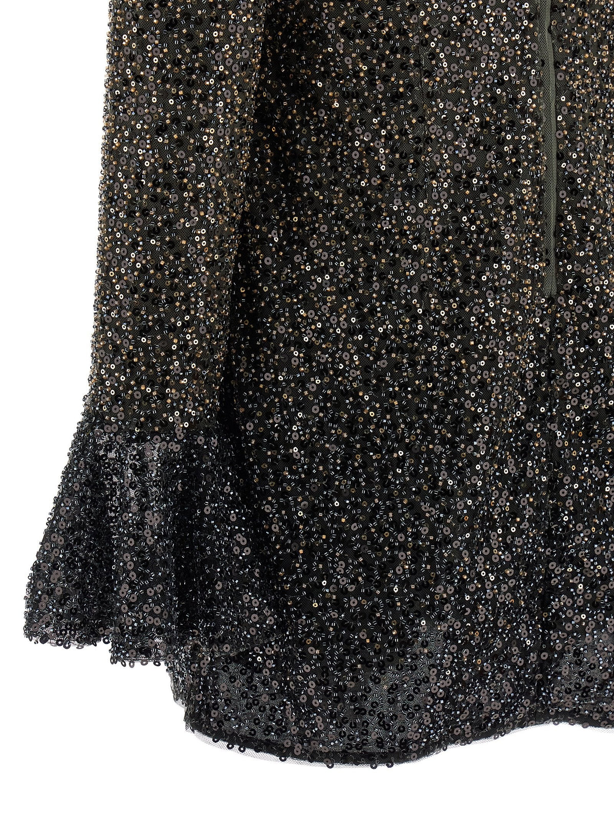 ROTATE Birger Christensen Beaded Ls Mini Dress Brown, view 4
