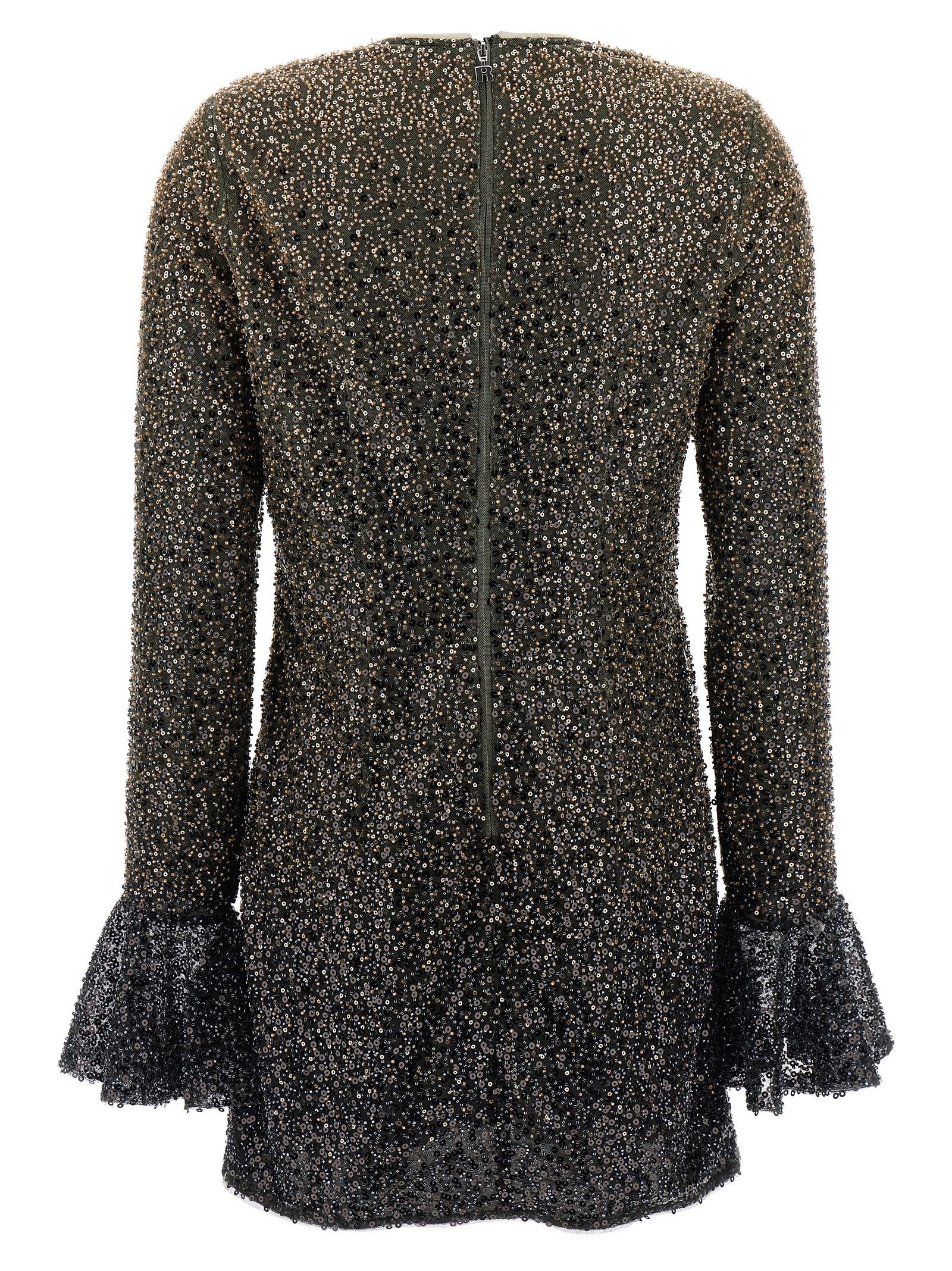 ROTATE Birger Christensen Beaded Ls Mini Dress Brown