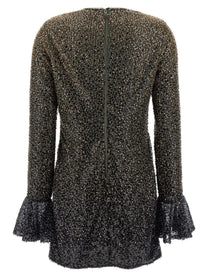 ROTATE Birger Christensen Beaded Ls Mini Dress Brown