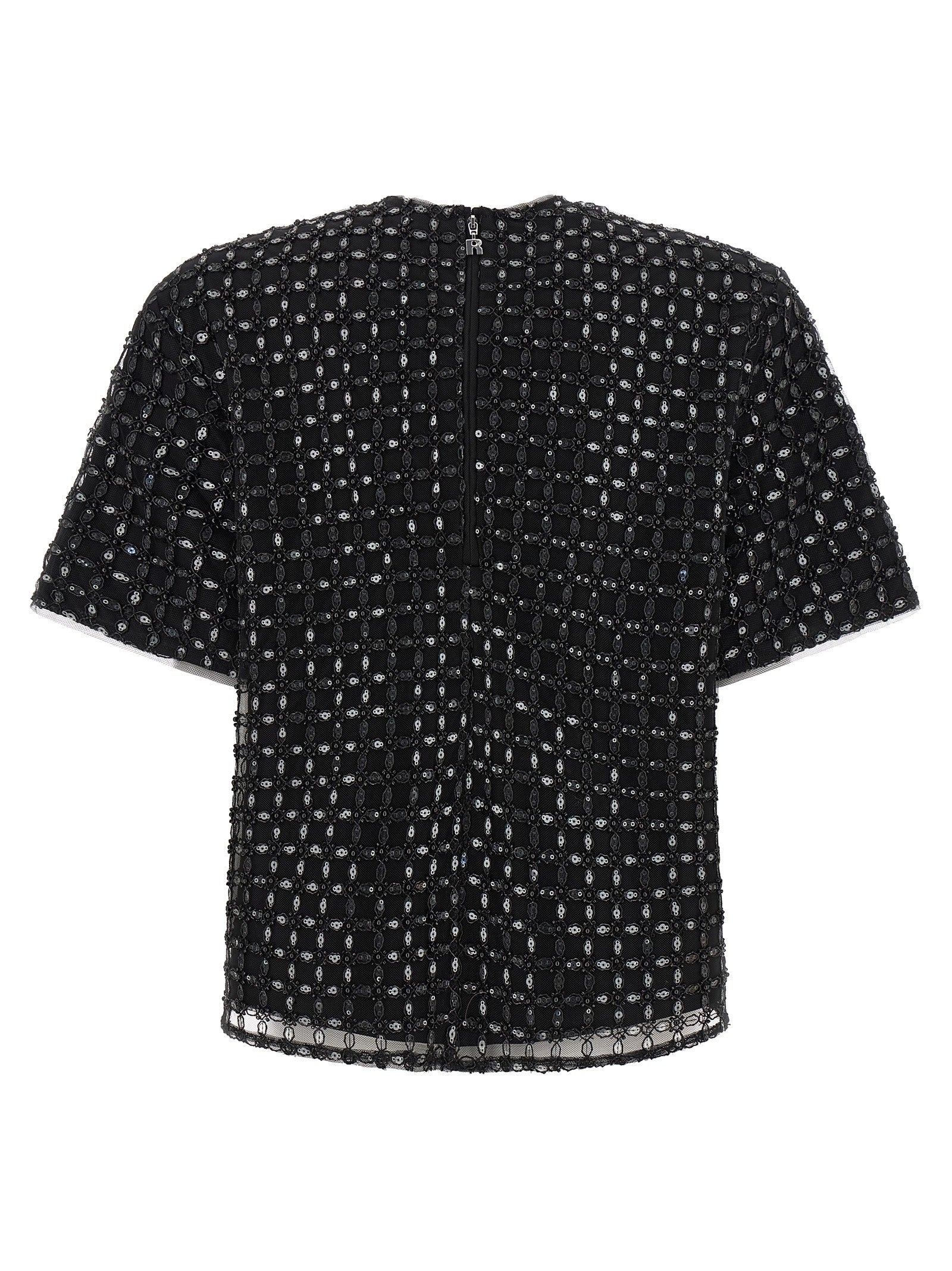 ROTATE Birger Christensen Beaded Oversize Top Black
