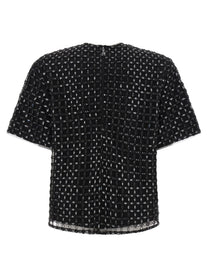 ROTATE Birger Christensen Beaded Oversize Top Black