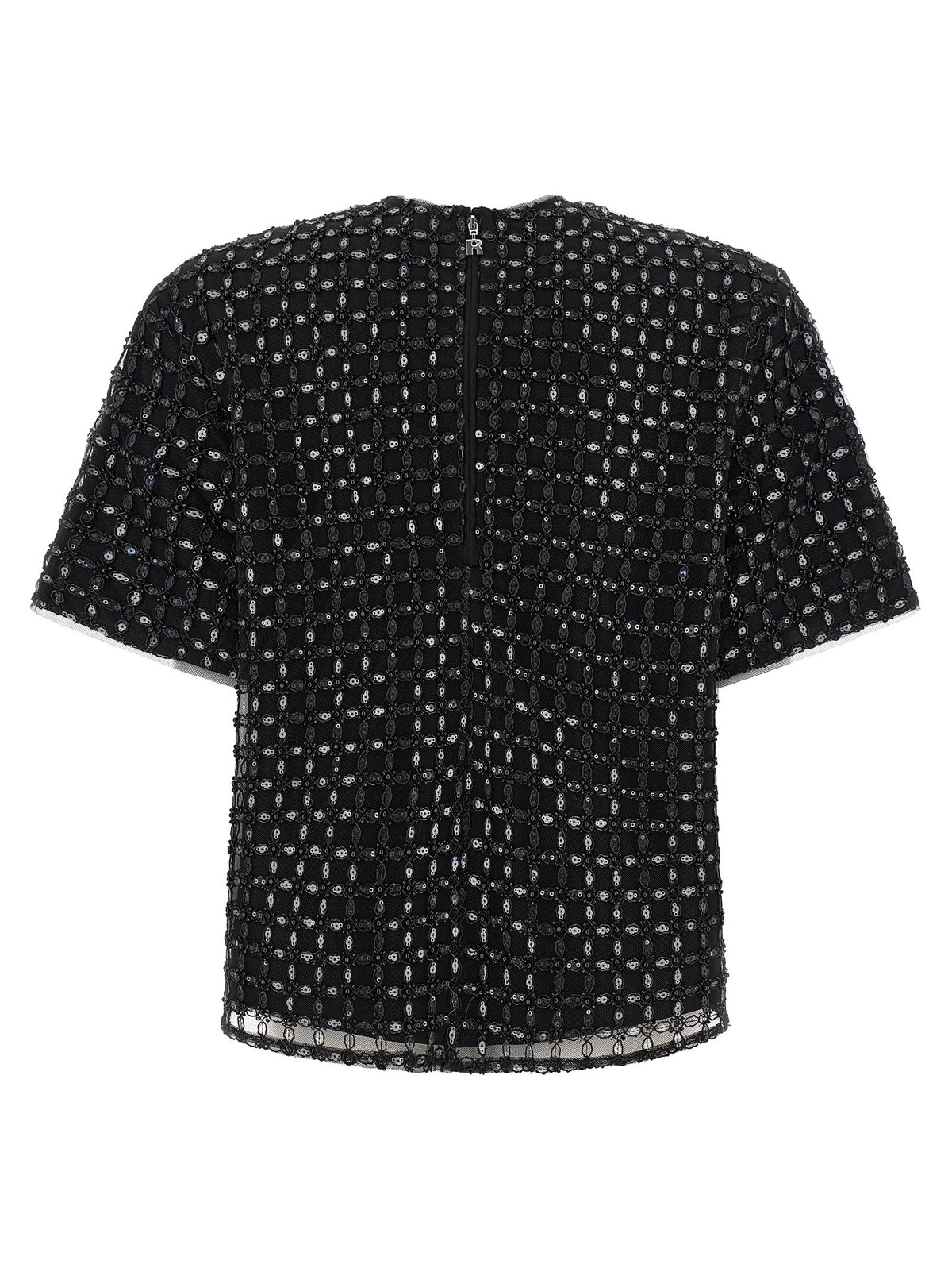 ROTATE Birger Christensen Beaded Oversize Top Black, view 2