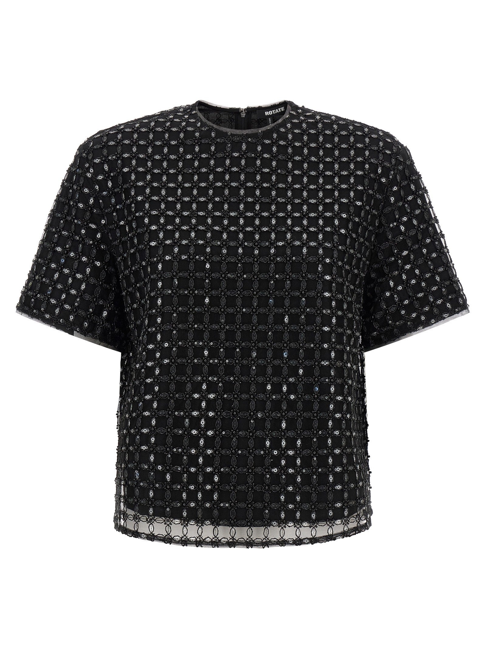 ROTATE Birger Christensen Beaded Oversize Top Black