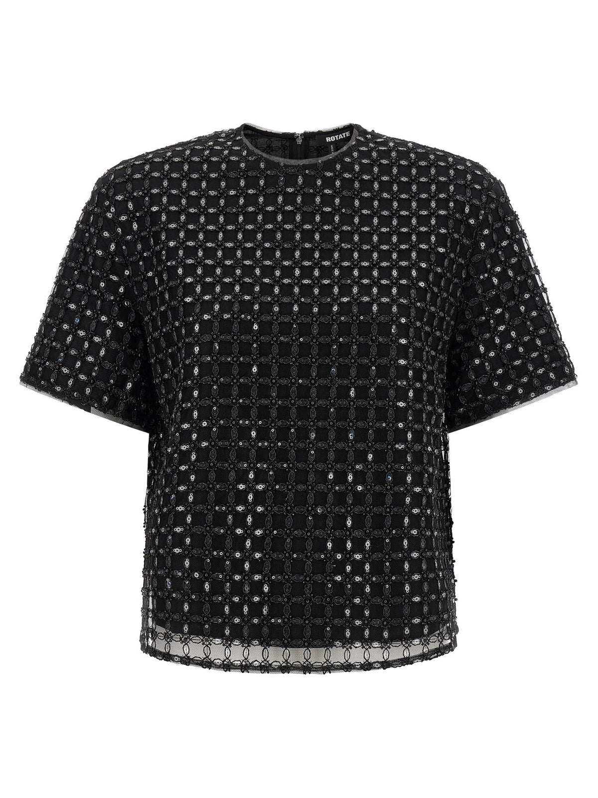 ROTATE Birger Christensen Beaded Oversize Top Black
