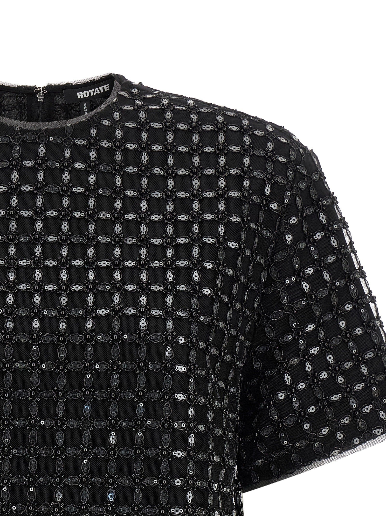 ROTATE Birger Christensen Beaded Oversize Top Black