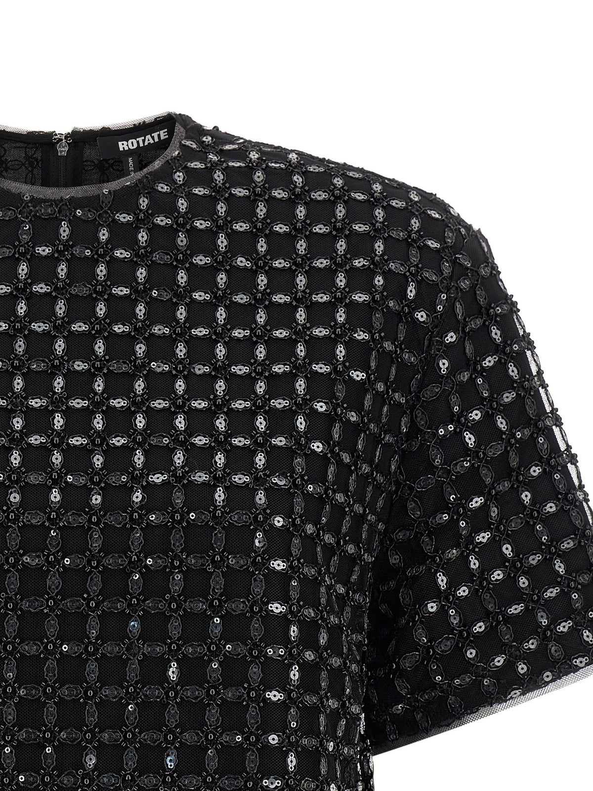 ROTATE Birger Christensen Beaded Oversize Top Black, view 3