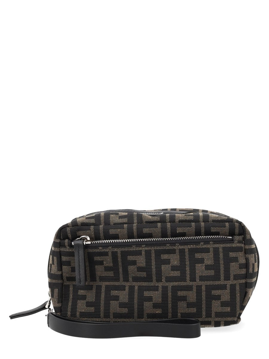 Fendi Men's Beauty Case with Doppia Zip Small Black